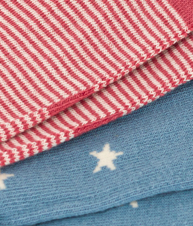 Set van 2 paar kindersokken met sterren in katoenjersey. multicouleur
