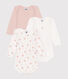 Setje met 3 katoenen babybody's met lange mouw en bloemenprint