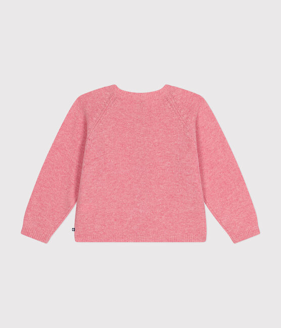 Cardigan en tricot contenant de la laine enfant fille rose ROSELINE CHINE