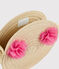 Sac rond en paille à bandoulière enfant fille rose NATUREL