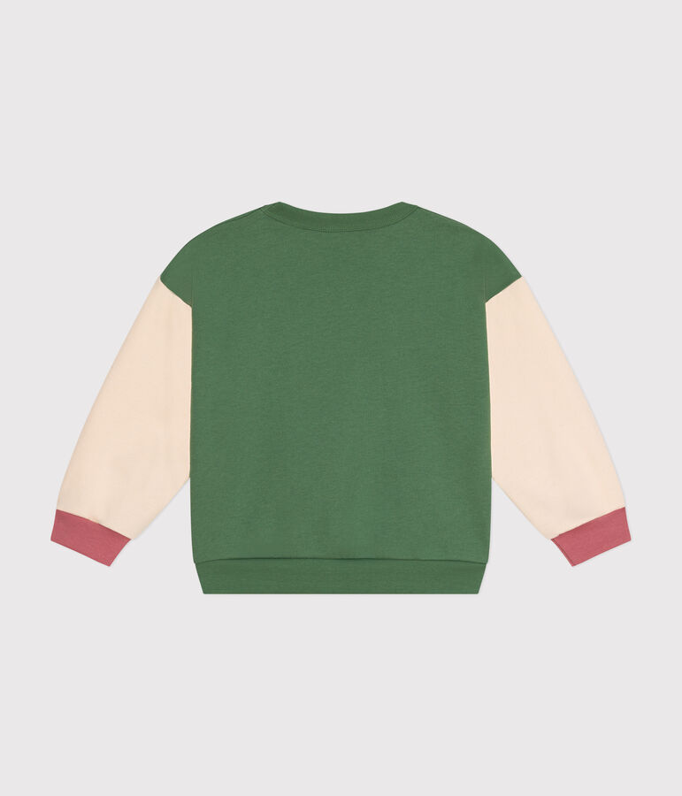 Sweater in fleece voor meisjes groen/multicouleur