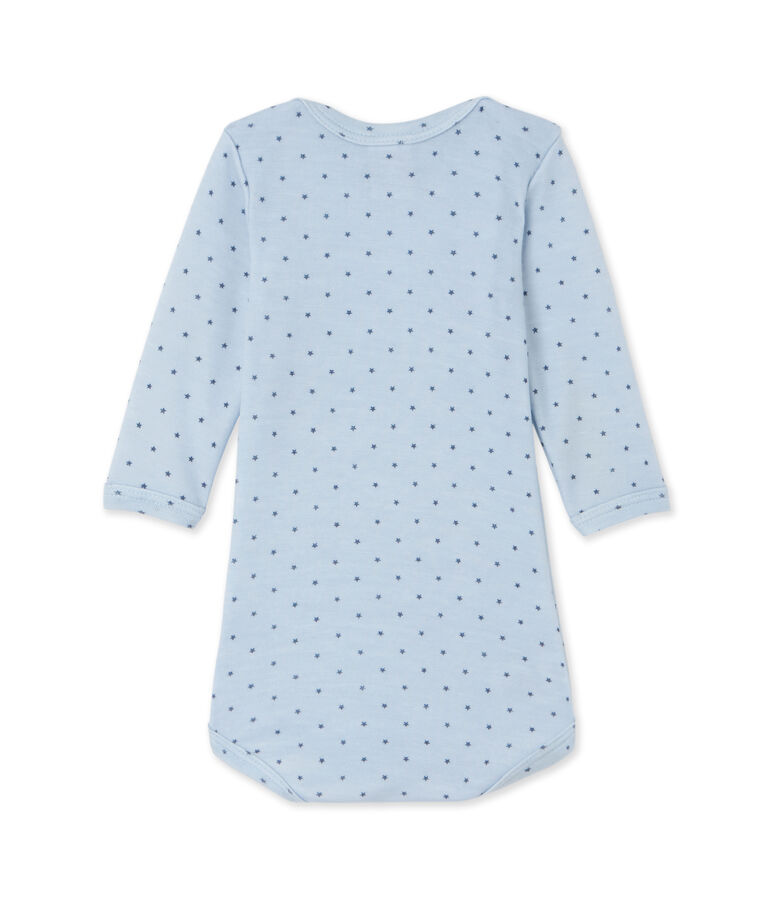 Body b&eacute;b&eacute; gar&ccedil;on manches longues laine et coton bleu FRAICHEUR/gris TEMPETE