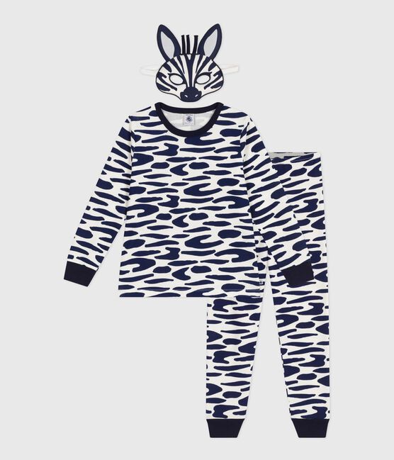 Katoenen verkleedpyjama met zebraprint voor kinderen blauw MILK/ SOIR