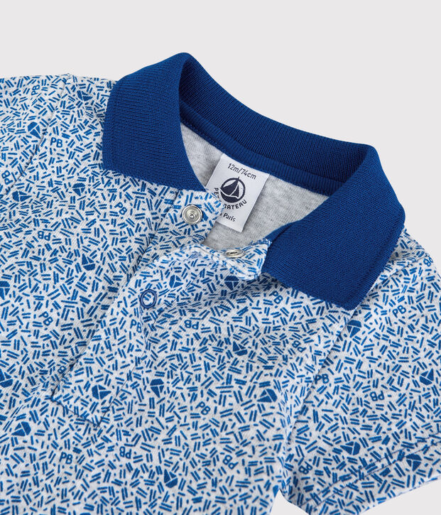 Katoenen rompertje met polokraag voor babyjongens grijs/blauw