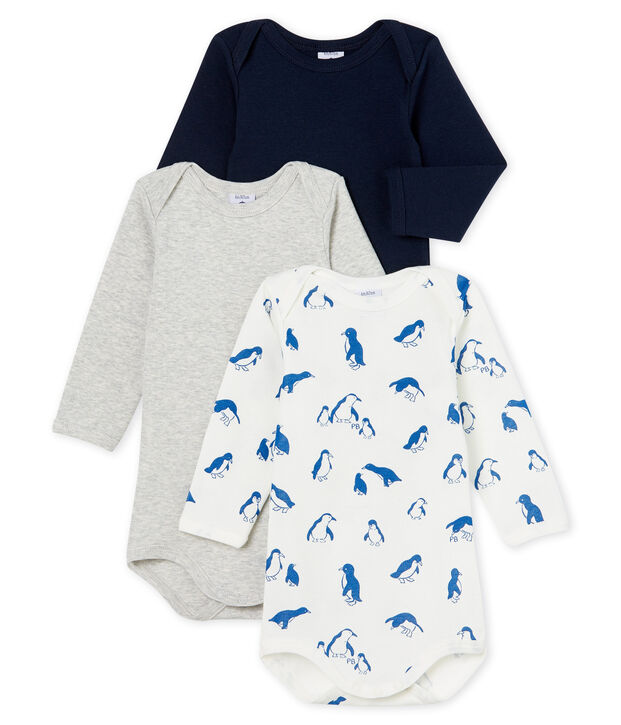 Trio rompertjes met lange mouwen babyjongen multicouleur