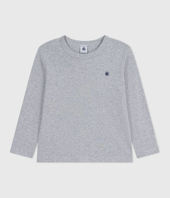 Effen katoenen T-shirt met lange mouwen voor kinderen grijs FUMEE CHINE