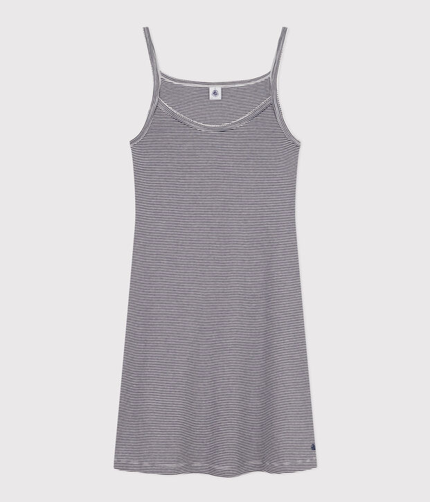 Nuisette en coton ray&eacute; femme bleu/blanc