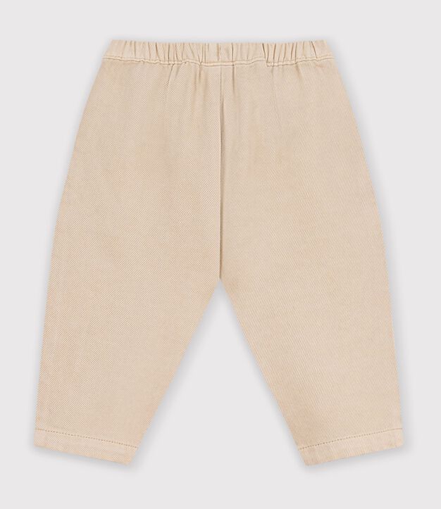 Pantalon b&eacute;b&eacute; en coton uni avec badge, style cargo beige