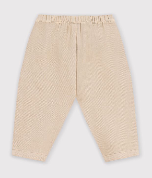 Pantalon b&eacute;b&eacute; en coton uni avec badge, style cargo beige