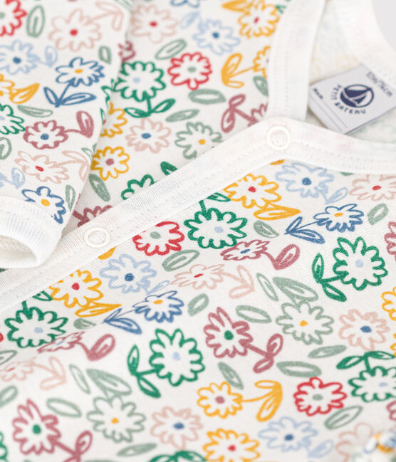 Katoenen babypyjama zonder voetjes met print wit MARSHMALLOW/wit MULTICO