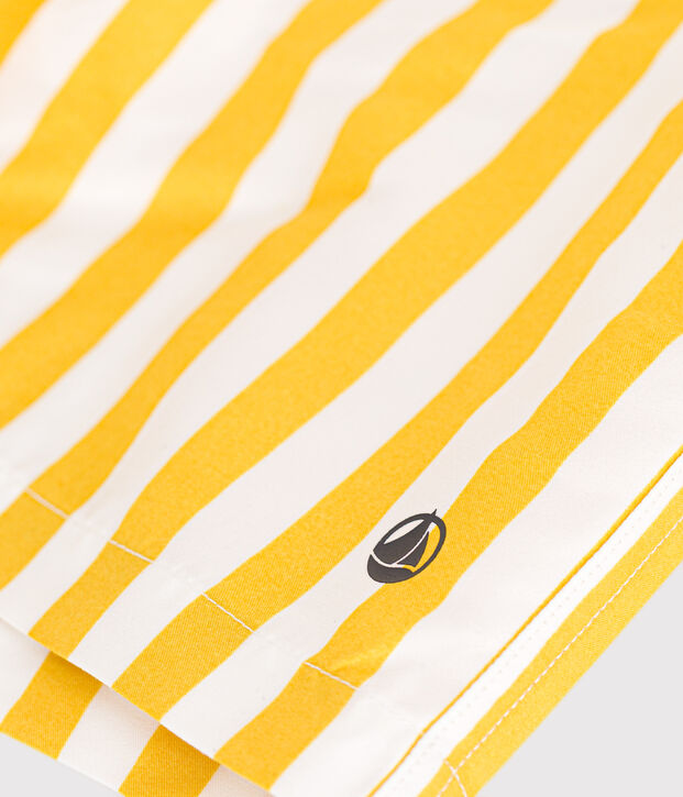 Short de bain ray&eacute; enfant gar&ccedil;on blanc/jaune