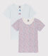 Set van 2 T-shirts met bloemen en korte mouwen voor meisjes in katoen