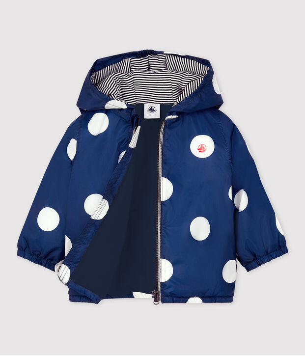 Warme windstopper van gerecycleerd polyester voor baby's blauw/wit