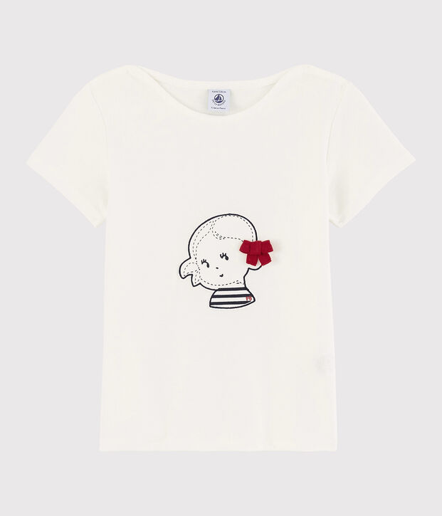 Tee-shirt manches courtes en coton enfant fille blanc