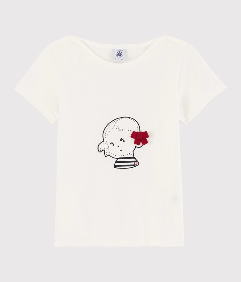 Tee-shirt manches courtes en coton enfant fille blanc