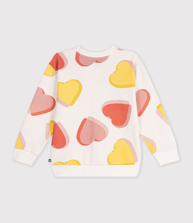 Katoenen sweatshirt met hartjesprint voor kinderen wit/multicouleur