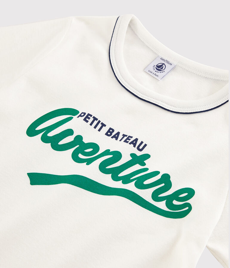 Pyjacourt vert &agrave; &eacute;toiles petit gar&ccedil;on en coton blanc MARSHMALLOW/vert GAZON