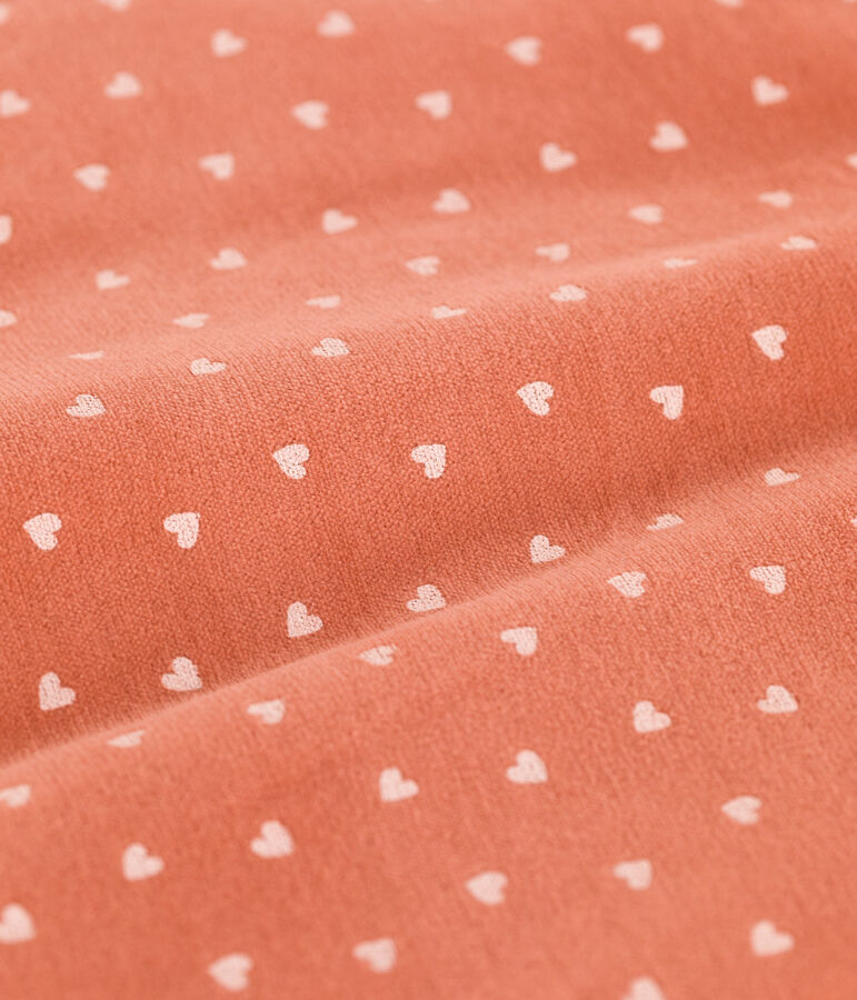 FLUWELEN TRAPPELZAKJE MET HARTJES VOOR BABY'S TOG 2 roze/ecru