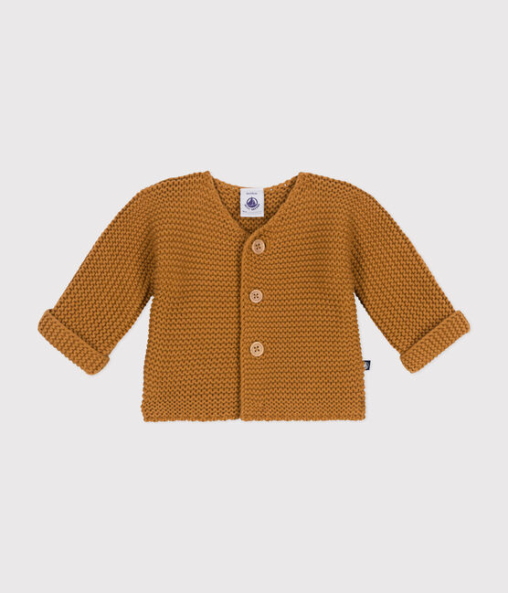Cardigan en tricot point mousse bébé marron CUIVRE