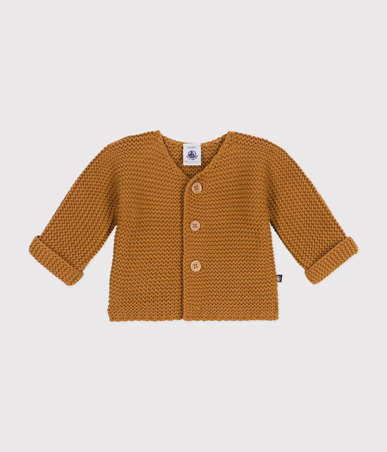 Cardigan en tricot point mousse b&eacute;b&eacute; marron CUIVRE