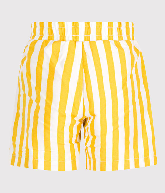 Gestreepte zwemshort voor kinderen geel MARSHMALLOW/ NECTAR