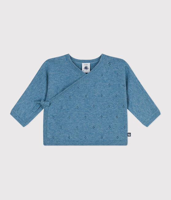 Brassière bébé cache-cœur ajourée en tricot laine et coton ADRIATIC