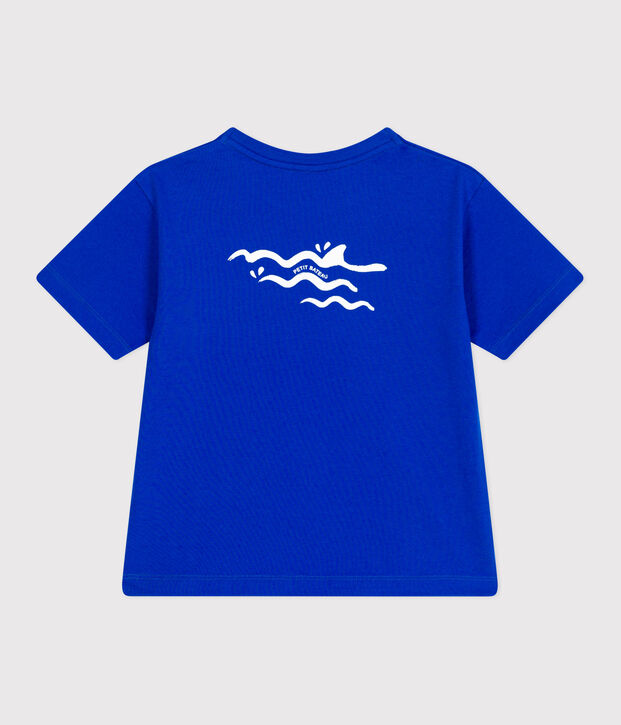 Katoenen T-shirt met korte mouwen en print voor kinderen blauw