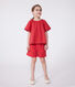 Blouse enfant en coton manches courtes à motif fleurie