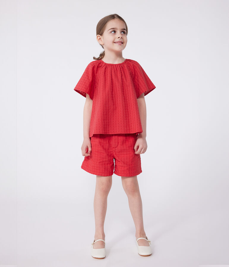Blouse enfant en coton manches courtes &agrave; motif fleurie SPI