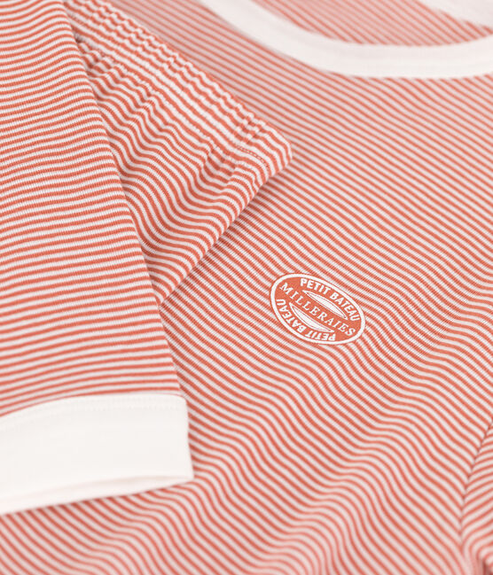 Katoenen pyjama met milleraiesprint voor kleine meisjes en jongens roze BRANDY/wit MARSHMALLOW