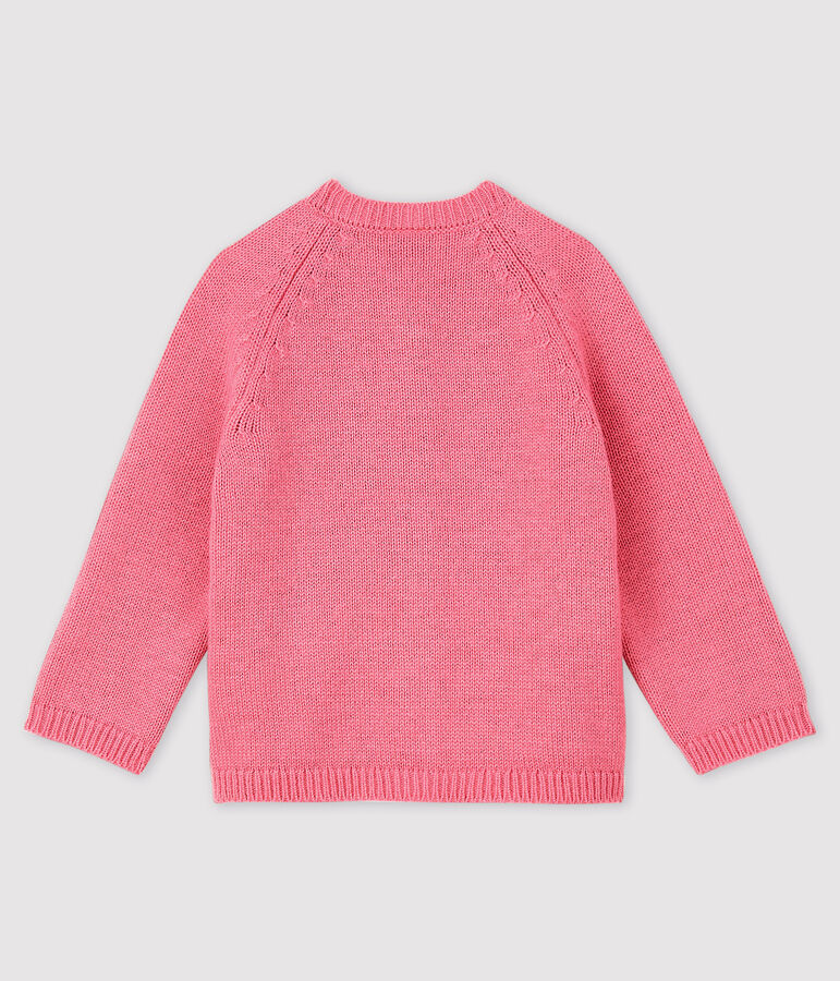 Cardigan b&eacute;b&eacute; fille avec jacquard rose
