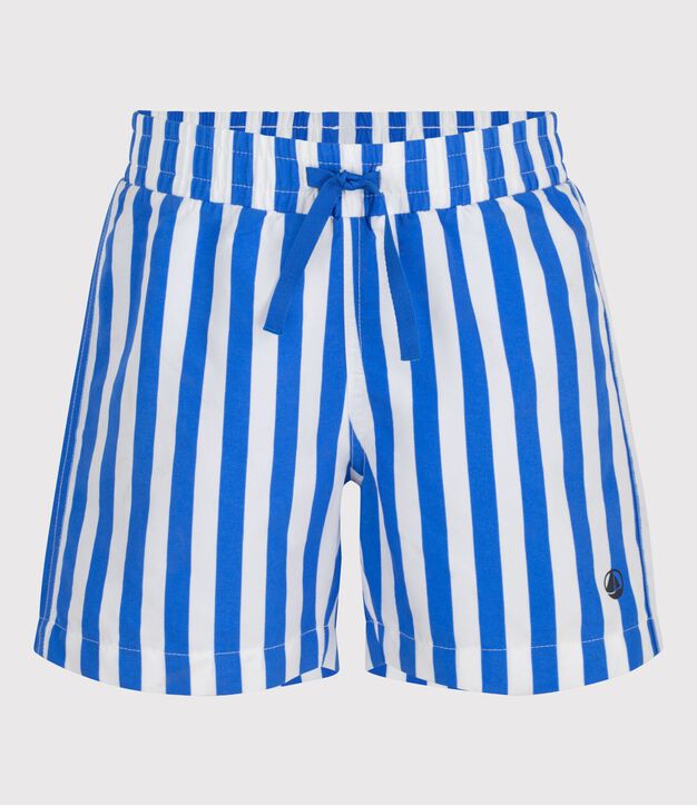 Gestreepte zwemshort voor kinderen blauw/wit