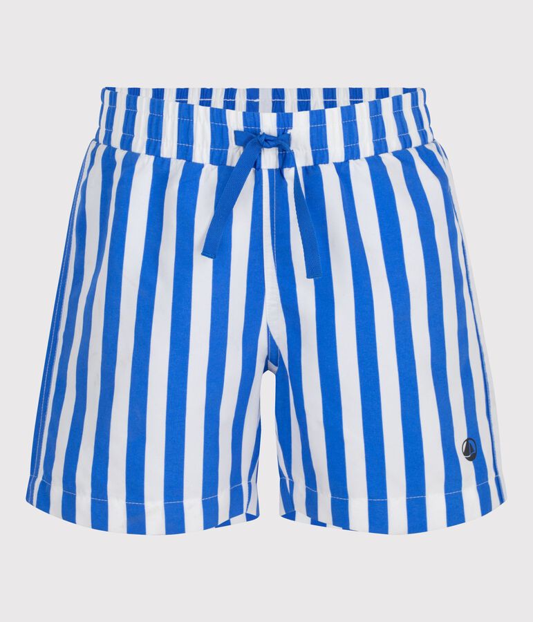 Gestreepte zwemshort voor kinderen DELPHINIUM/ MARSHMALLOW