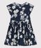 Robe manches courtes en popeline enfant fille bleu MEDIEVAL/blanc MARSHMALLOW