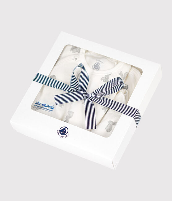 Driedelige katoenen set voor baby's wit MARSHMALLOW/grijs GRIS