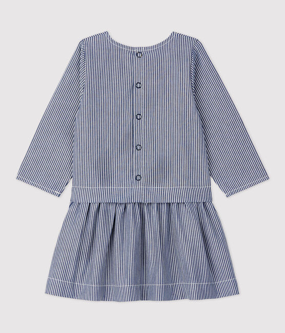 Jurk van canvas baby. blauw SMOKING/wit MARSHMALLOW