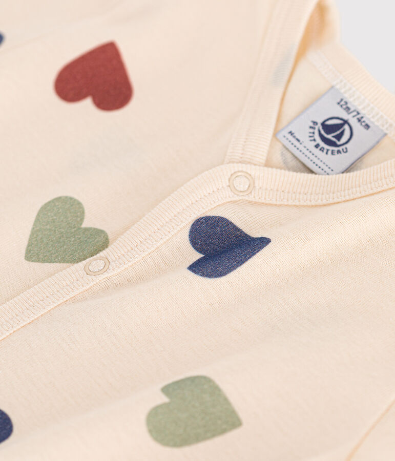 Kort kruippakje van katoen voor baby's ecru/multicouleur