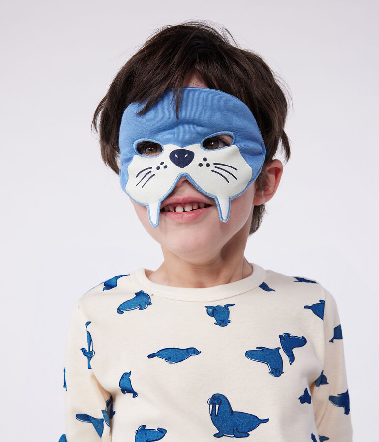 Katoenen verkleedpyjama met walrusjesprint voor kinderen ecru/multicouleur