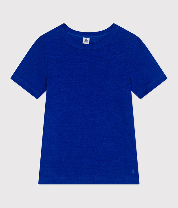 Linnen T-shirt met korte mouwen voor dames blauw