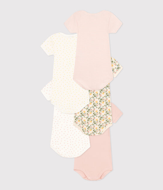 Lot de 5 bodies manches courtes fleurs en coton bébé variante 1