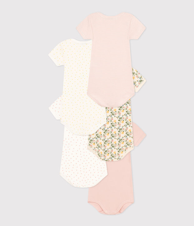 Set van 5 body's met korte mouwen en bloemenprint in katoen multicouleur