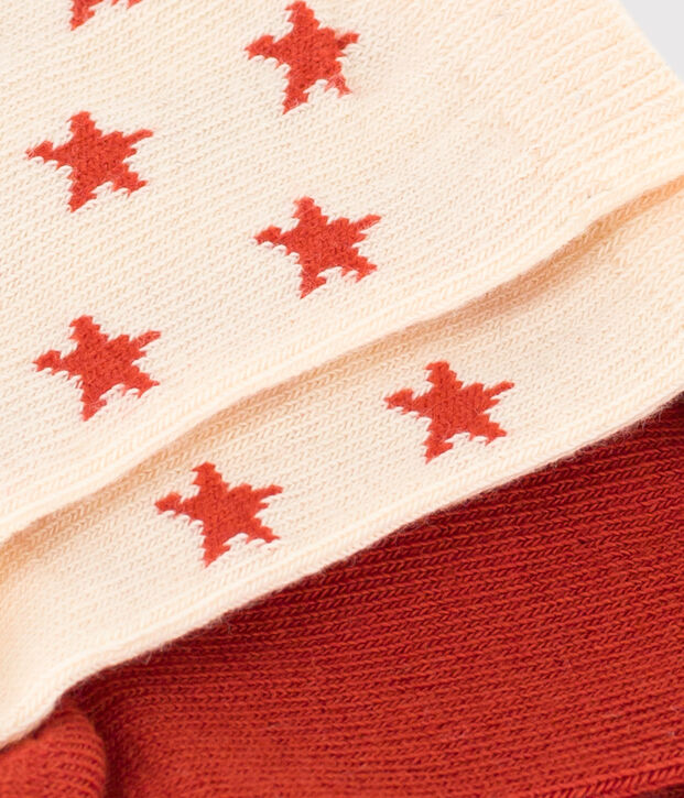Set van 2 paar babysokken met sterren in katoenjersey multicouleur
