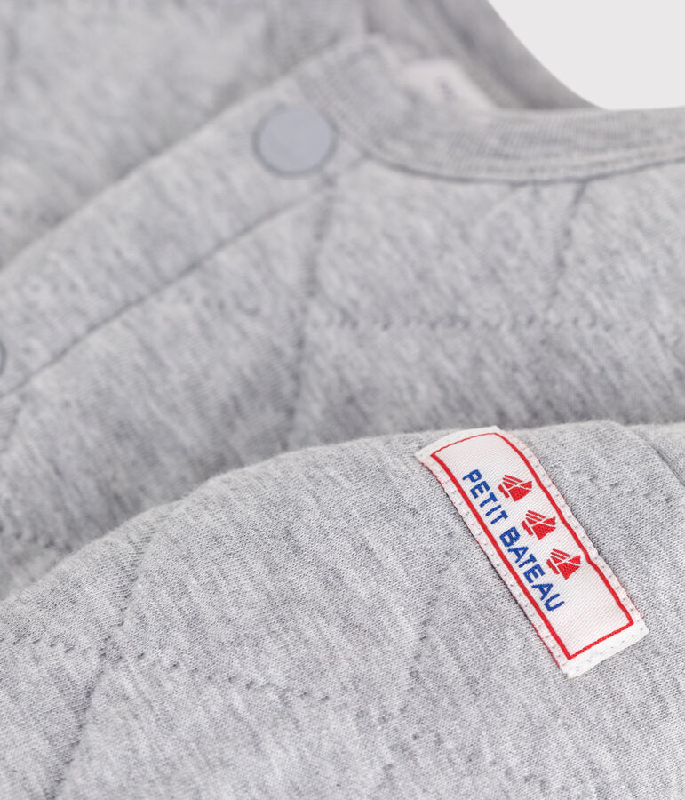 Cardigan b&eacute;b&eacute; en coton &eacute;pais uni gris FUMEE CHINE