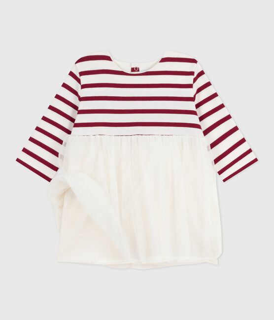 Robe bébé bi-matière manches longues rouge MILK/ AMARANTE