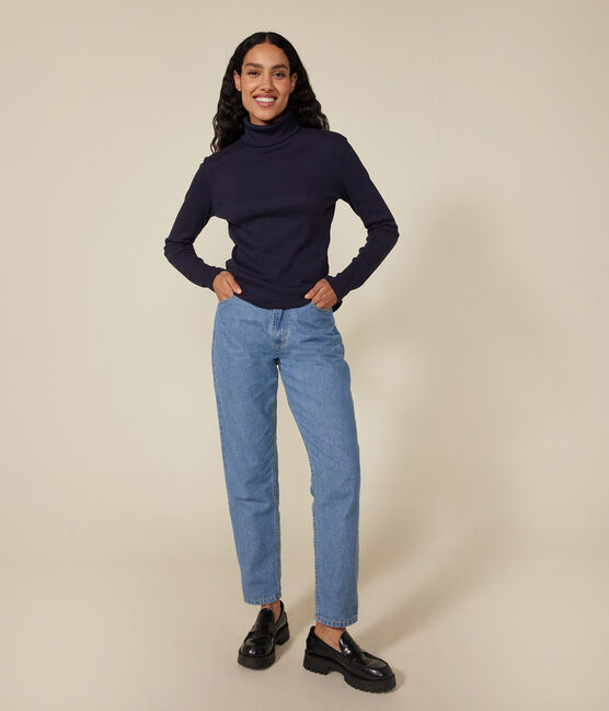L'ICONIQUE, coltrui voor dames in 2x2-ribstof blauw SMOKING