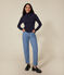 L'ICONIQUE, coltrui voor dames in 2x2-ribstof blauw SMOKING