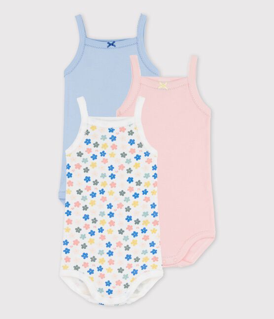 Lot de 3 bodies fleuris bretelles bébé en coton variante 1