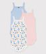 Lot de 3 bodies fleuris bretelles bébé en coton