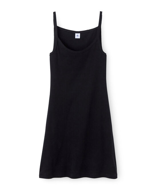 Chemise à bretelles femme coton/laine/soie zwart NOIR