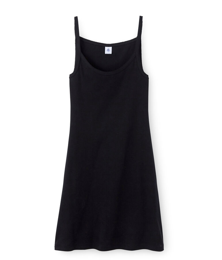 Chemise &agrave; bretelles femme coton/laine/soie zwart NOIR